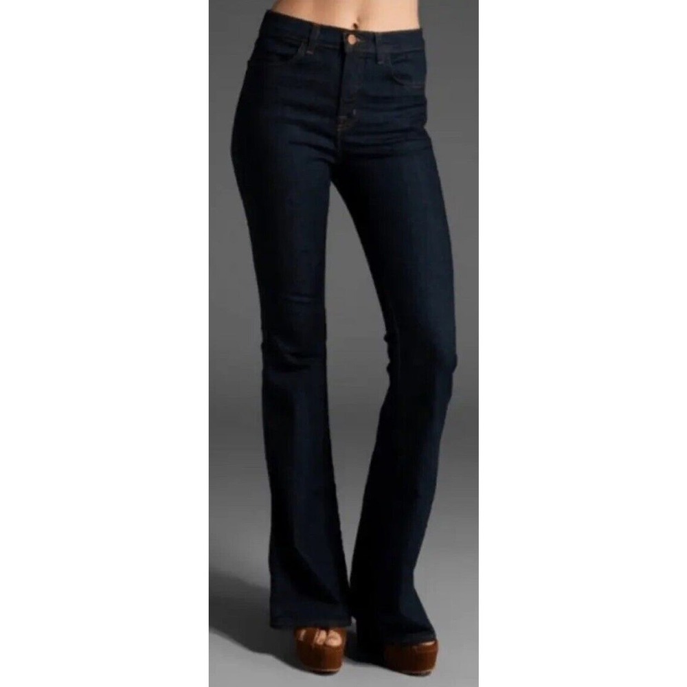 J Brand Kiki High Rise Flare Jeans Pure Dark Blue High Waisted Retro Womens 25 - Picture 2 of 12
